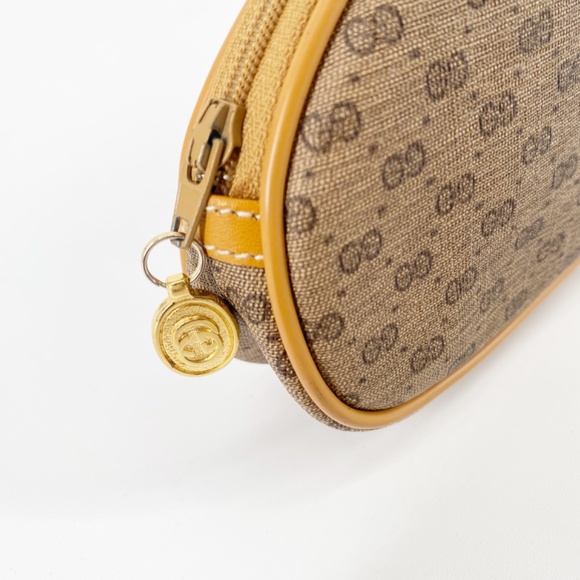 Gucci Vintage GG Monogram Tan Cosmetic Travel Toiletry Pouch Micro Clutch - Picture 6 of 10
